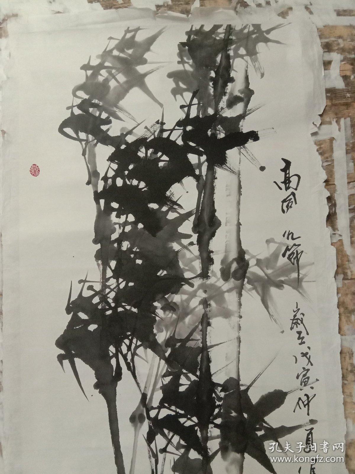 张龙印墨竹国画