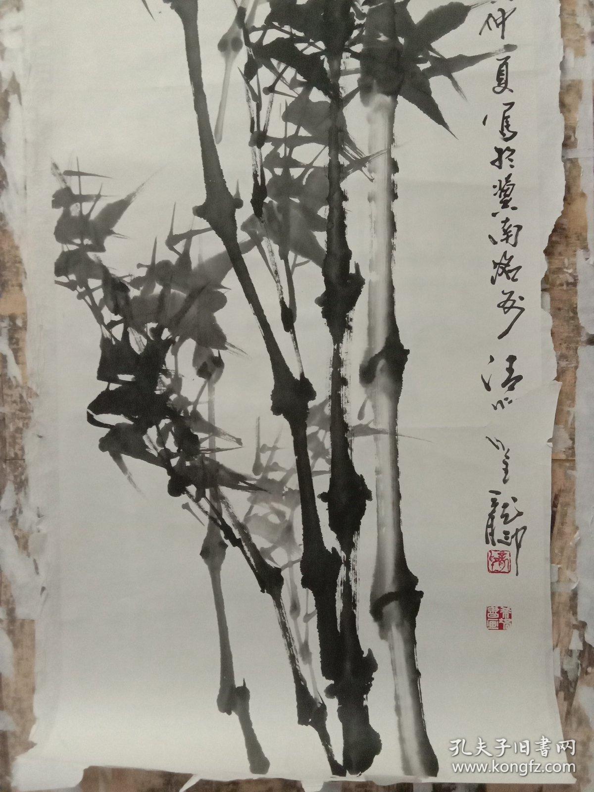 张龙印墨竹国画