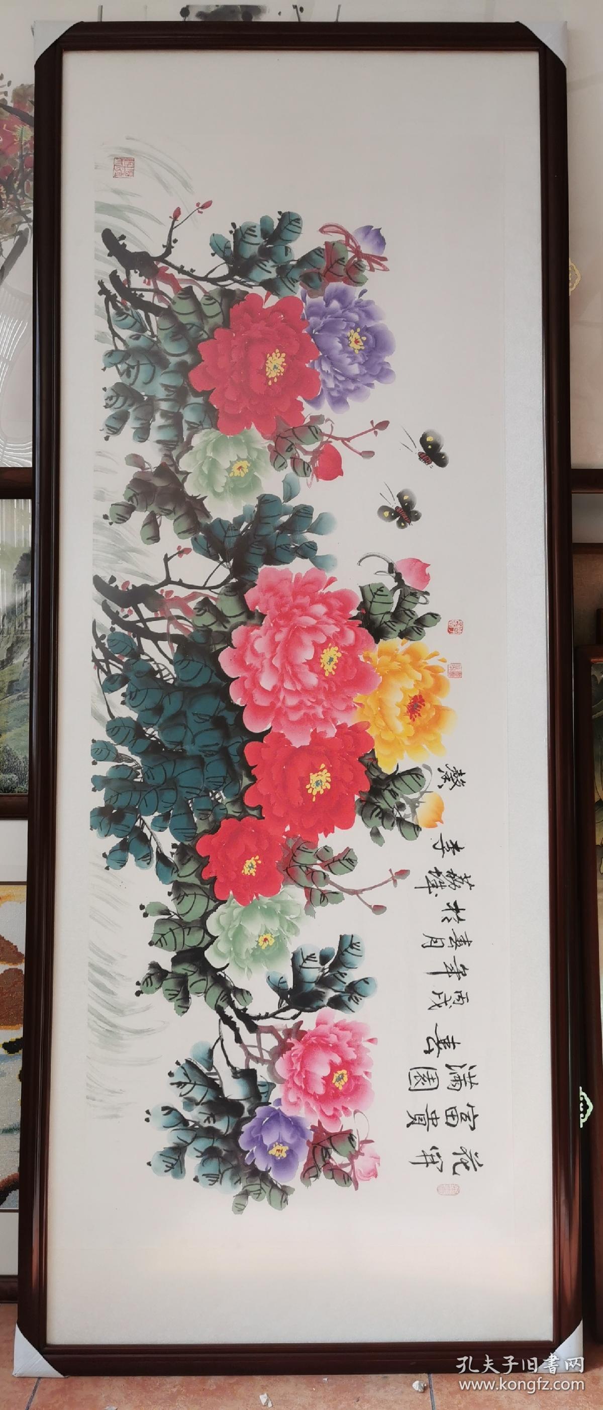 现框李馨李金冬小六尺牡丹180 68画心