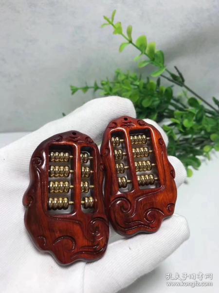 赞比亚犀牛角 紫檀小算盘,(精打细算)