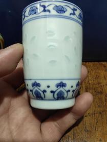 五六十年代——中国景德镇制——青花玲珑杯