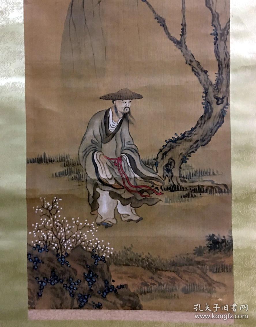 明代陈子和绢本柳下高士图