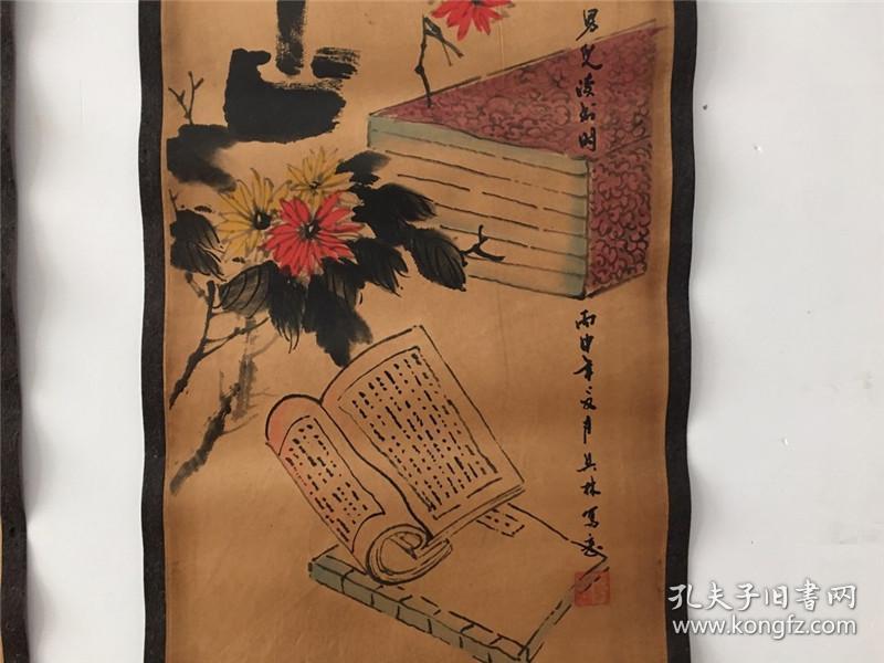 仿古做旧中堂画 字画花鸟画 梅兰竹花图 已装裱四