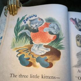 古董稀缺绘本1946年英文原版精装带书衣《三只小猫》