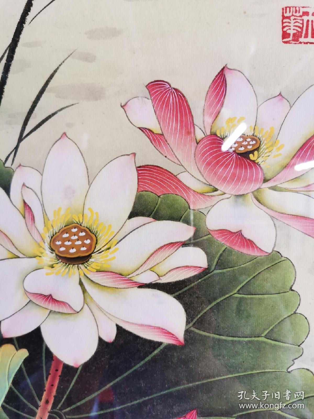 现框吴玉华新加坡华人画家工笔画4条屏