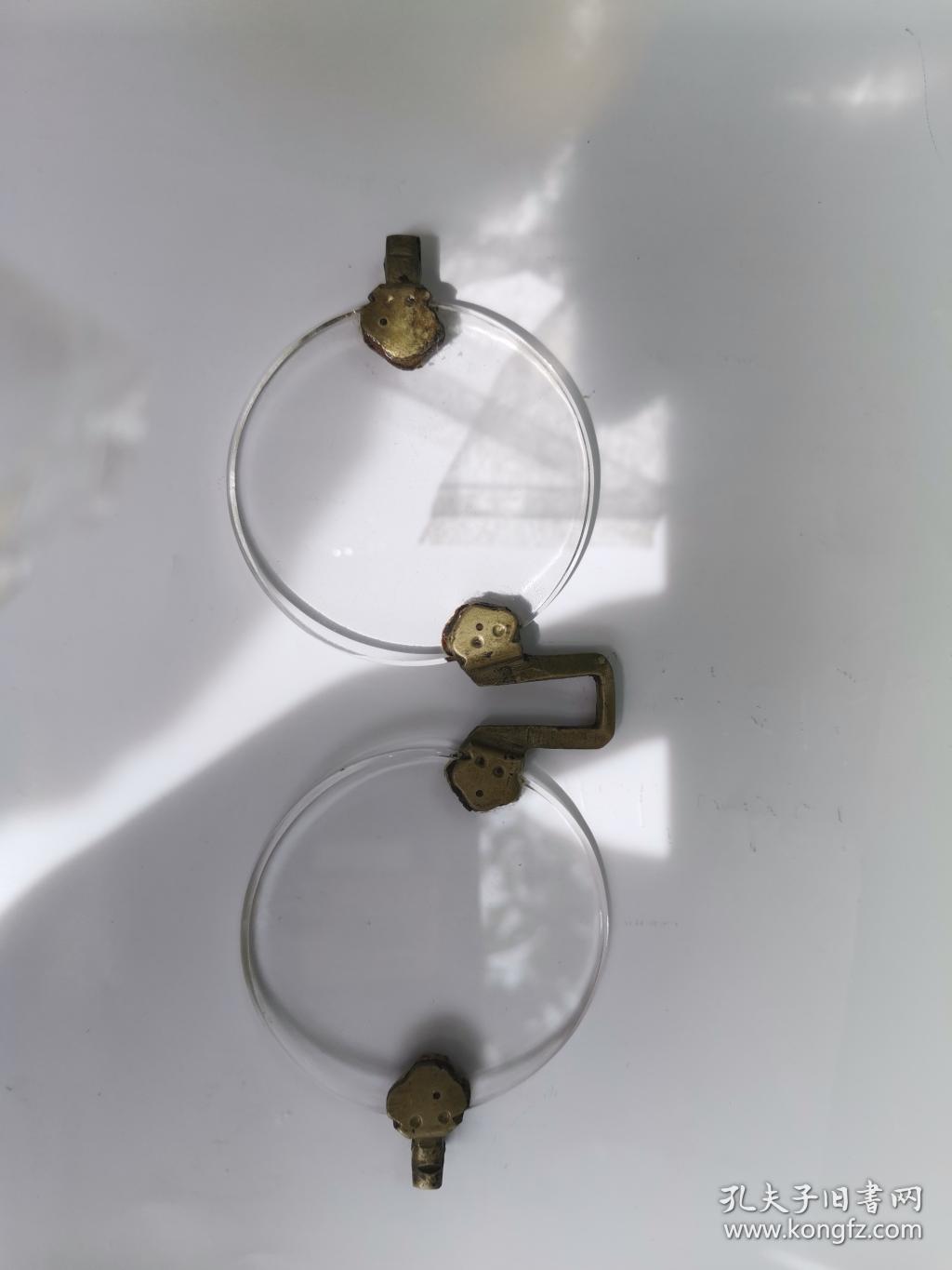 清代水晶老眼镜带款德华镜片直径55厘米可惜无把