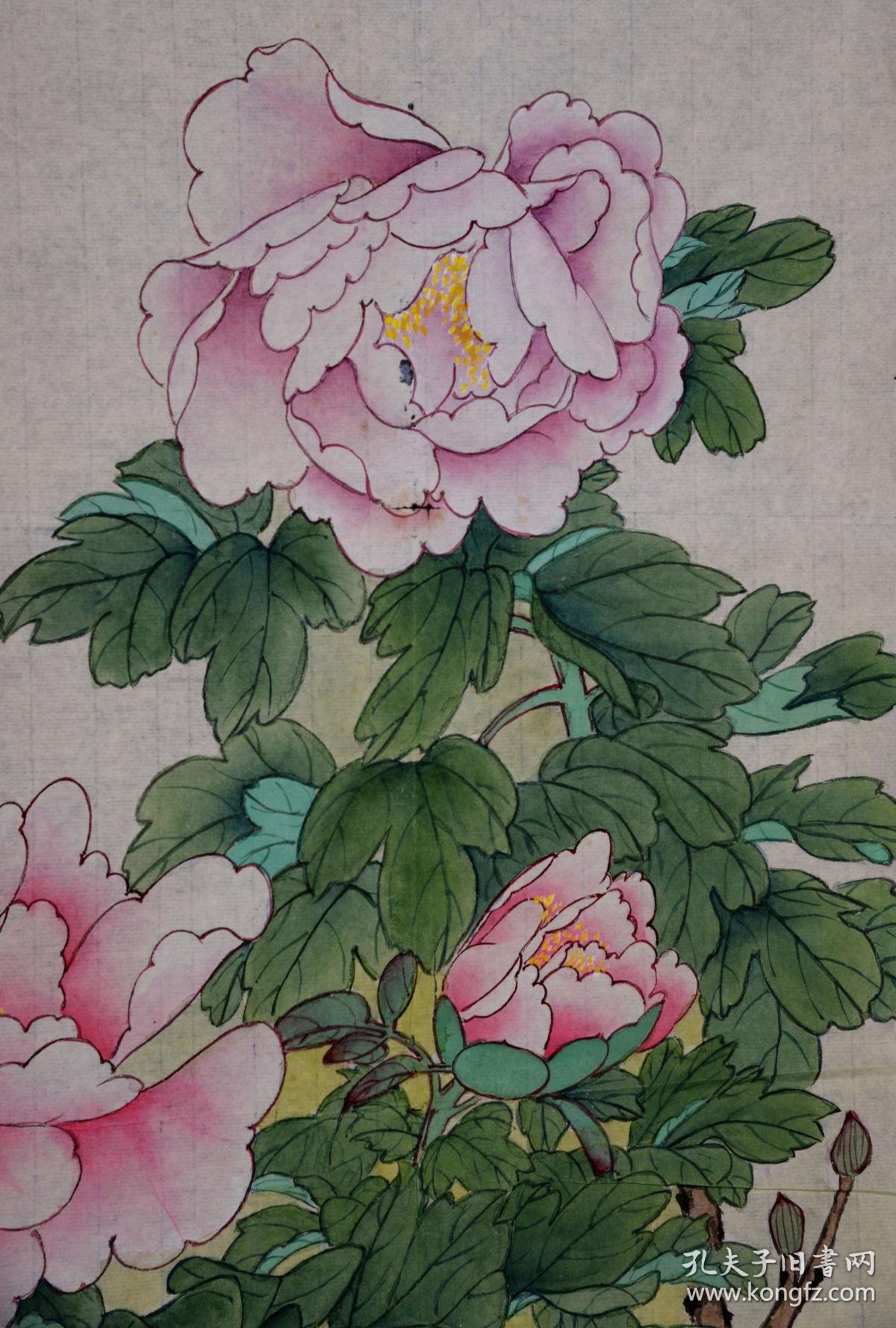 当代著名画家河北遵化人北京画院一级美术师王庆升牡丹图九十年代作品