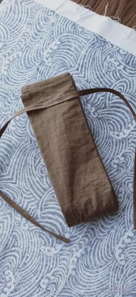 纯手工制作土褐色单层鱼竿袋振出竿袋架杆袋
