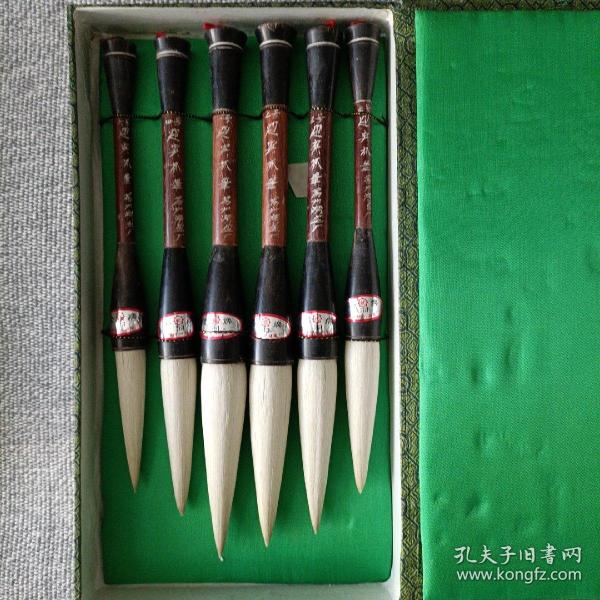 希少  扬州湖笔 金羽牌  迎宾抓笔  一盒六支  套笔  日本回流  收藏礼品  老毛笔