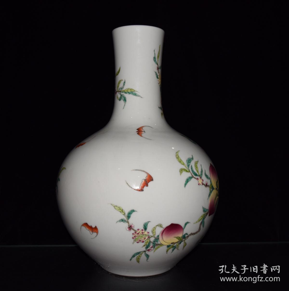 清乾隆年制珐琅彩长寿富贵纹天球瓶古玩古董古瓷器