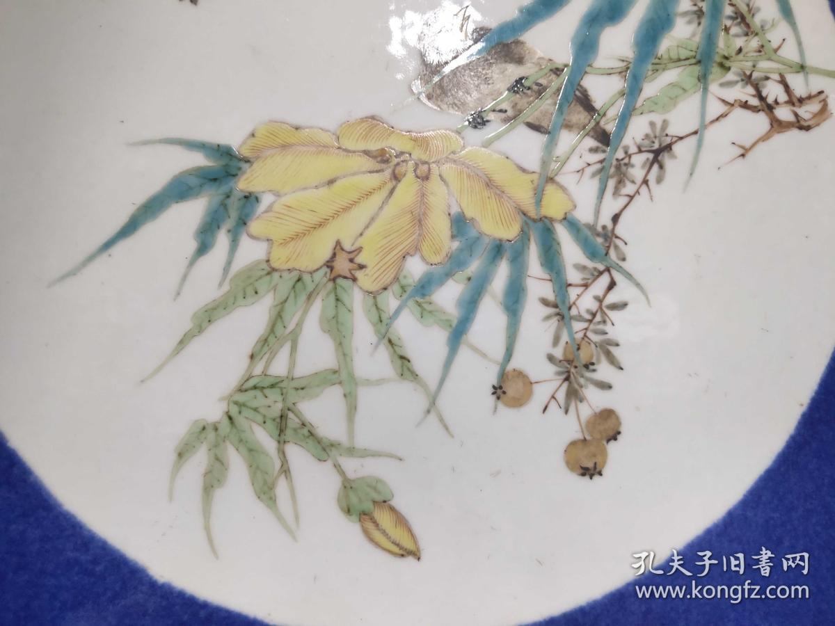 俞子明款花鸟瓷板