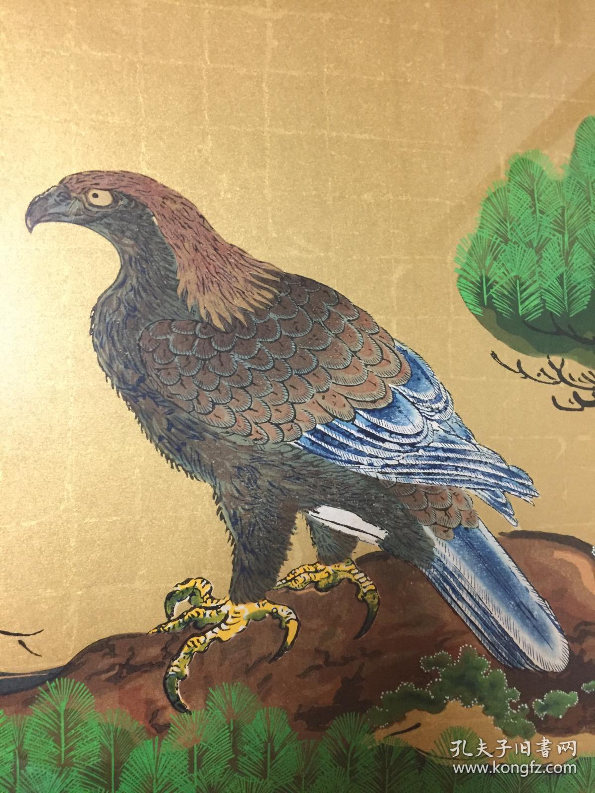 狩野探幽※苍鹰图※纯手搨※巨幅*套色木刻版画