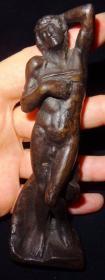 法国 铜雕塑 西洋收藏品 高13厘米 米开朗基罗 奴隶