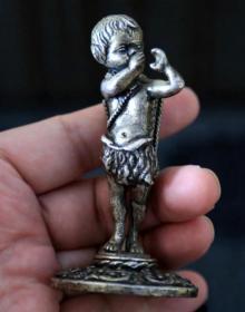 法国 银雕 纯银小牧童 高9厘米 160克