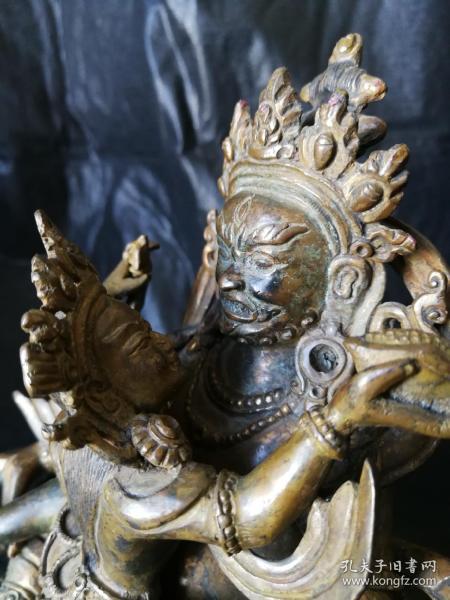 罕见清代藏传铜鎏金双身分体黄财神像