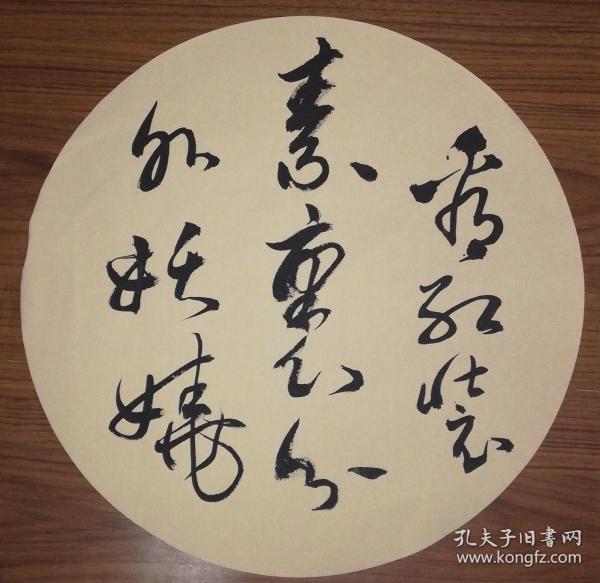 手书真迹书法:无款草书《看红装素裹分外妖娆》团扇