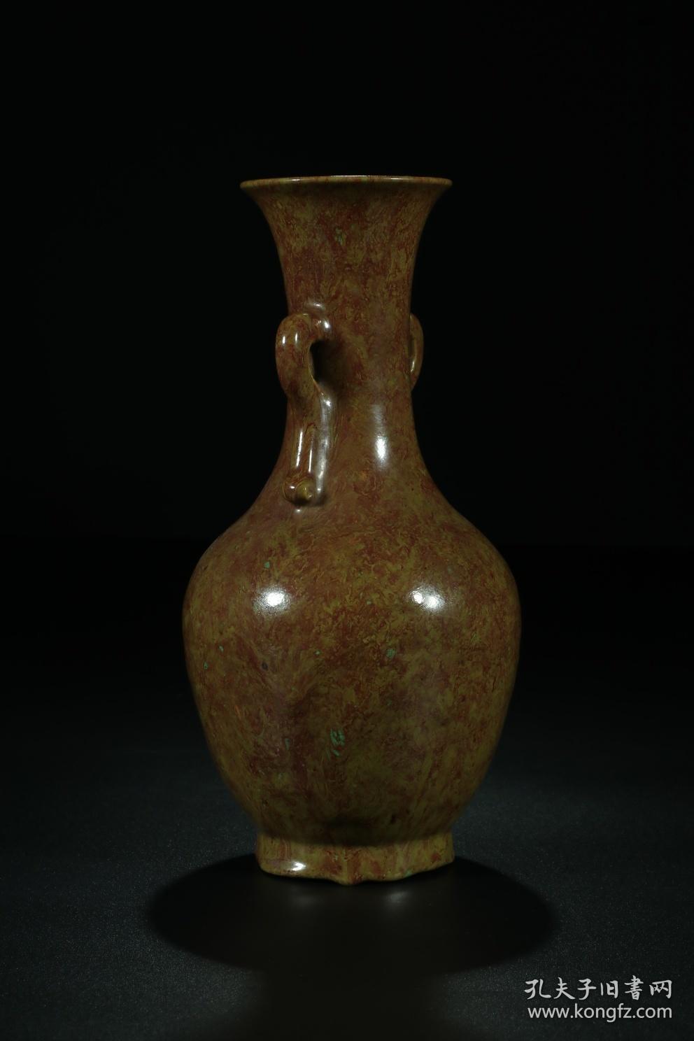 清代大清乾隆年制绞胎釉双耳瓶