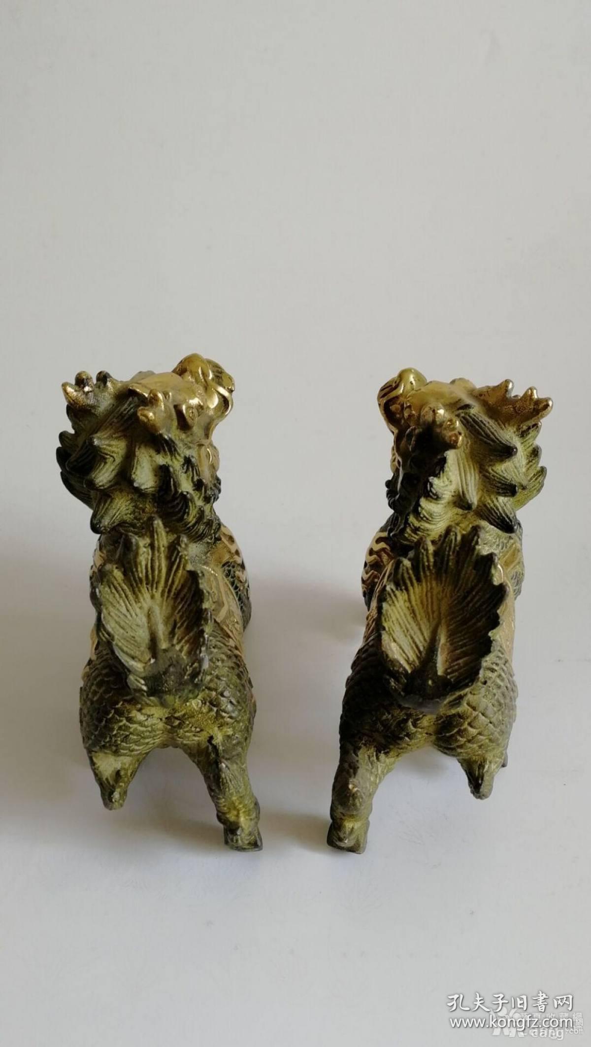 老铜麒麟一对