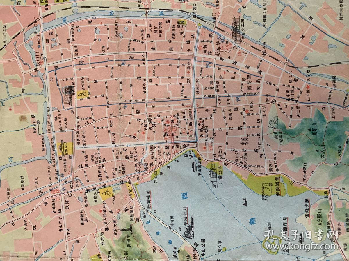 83版 杭州市交通旅游图 浙江省会老旧浏览地图