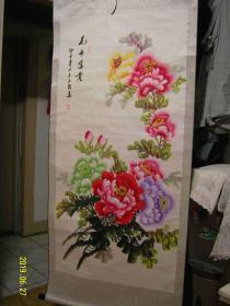 花开富贵 著名画家齐玉龙牡丹立轴彩色水墨画