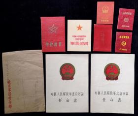 中国人民解放军北京军区任命书、1955年奖章证、毕业证、五好证（一个人的东西）