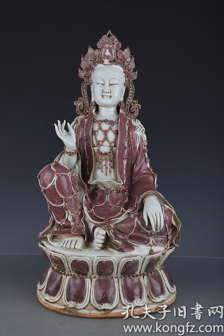 元釉里红莲花座观音3