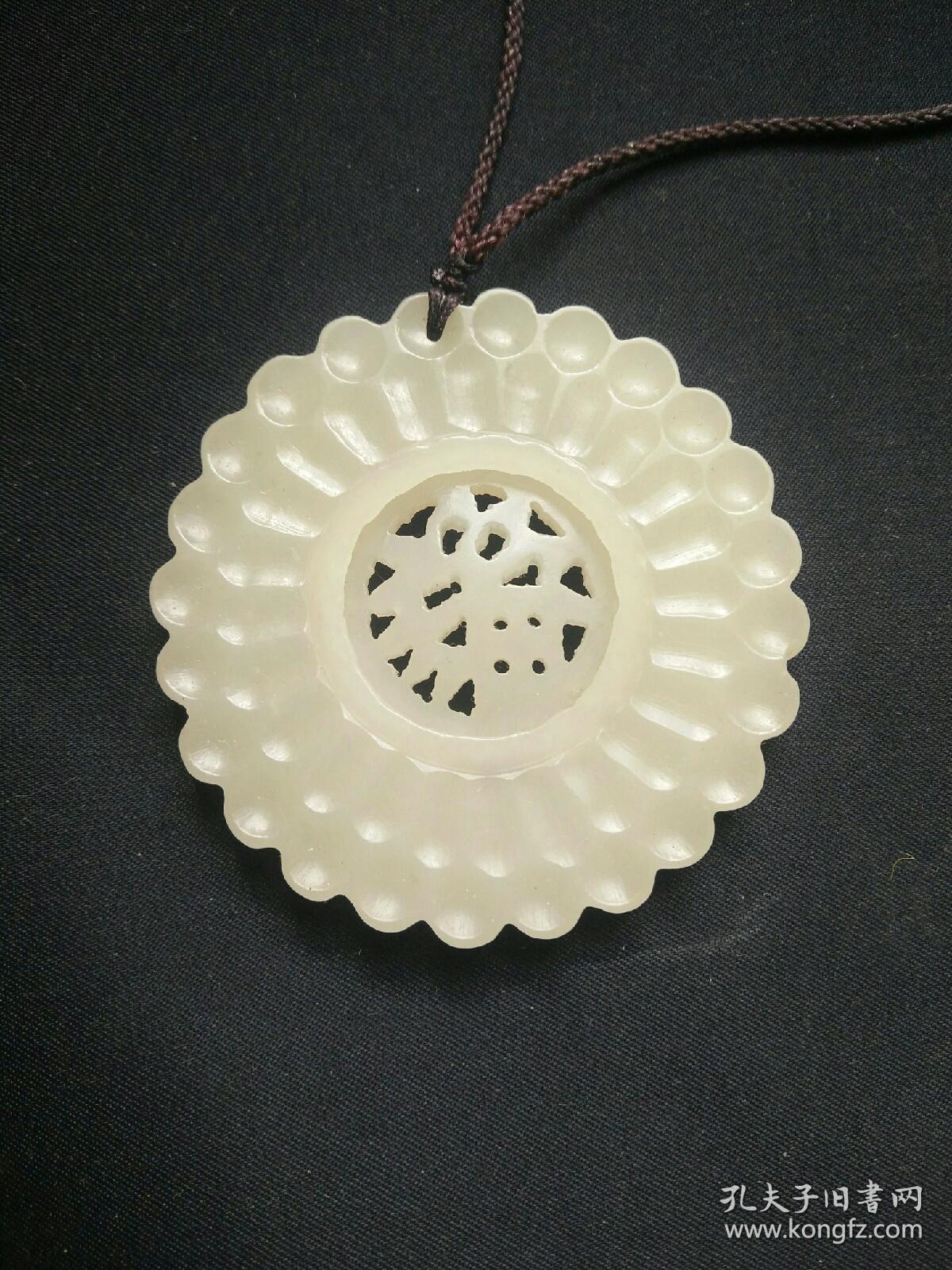 清代老玉器和田白玉转心佩