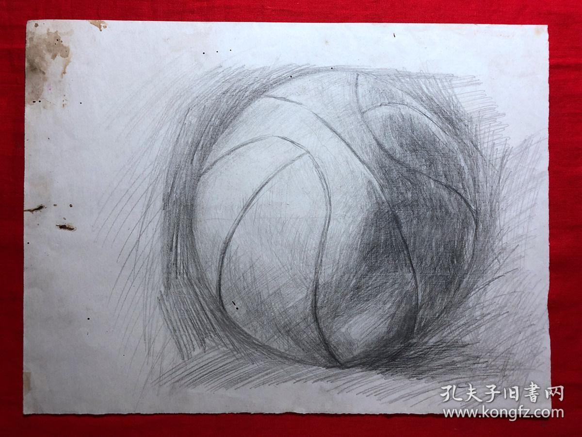 书画原作2875,巴蜀画派·名家【江溶】70年代素描画,篮球