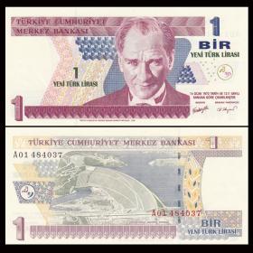 土耳其 1里拉 纸币 2005年 外国钱币