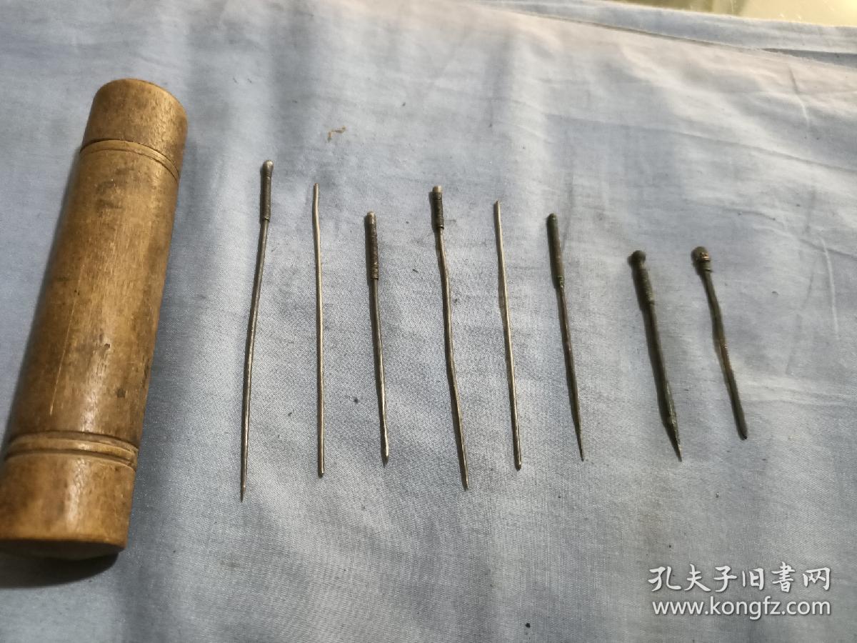 晚清中医银针三棱针中医工具八根一套.