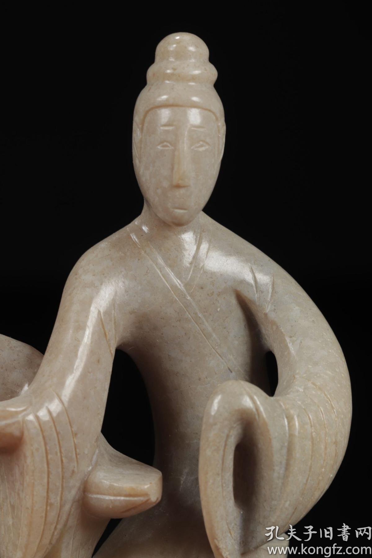 旧藏,和田玉仕女立像