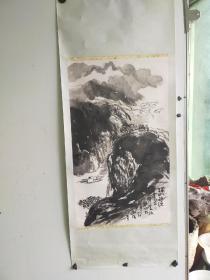 湖北著名画家 李朝炳 国画山水 原装裱 尺寸79x46