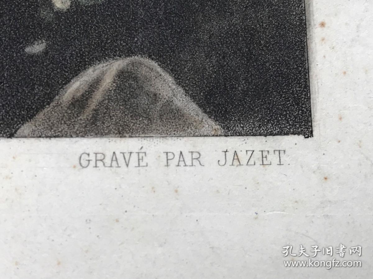 19世纪巨幅手工上色飞尘美柔汀铜版画屠夫萨丹那帕露斯德国法裔画家