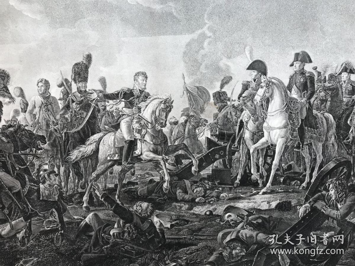 大英博物馆藏画1813年巨幅铜版画奥斯特里茨战役三皇之战法国新古典