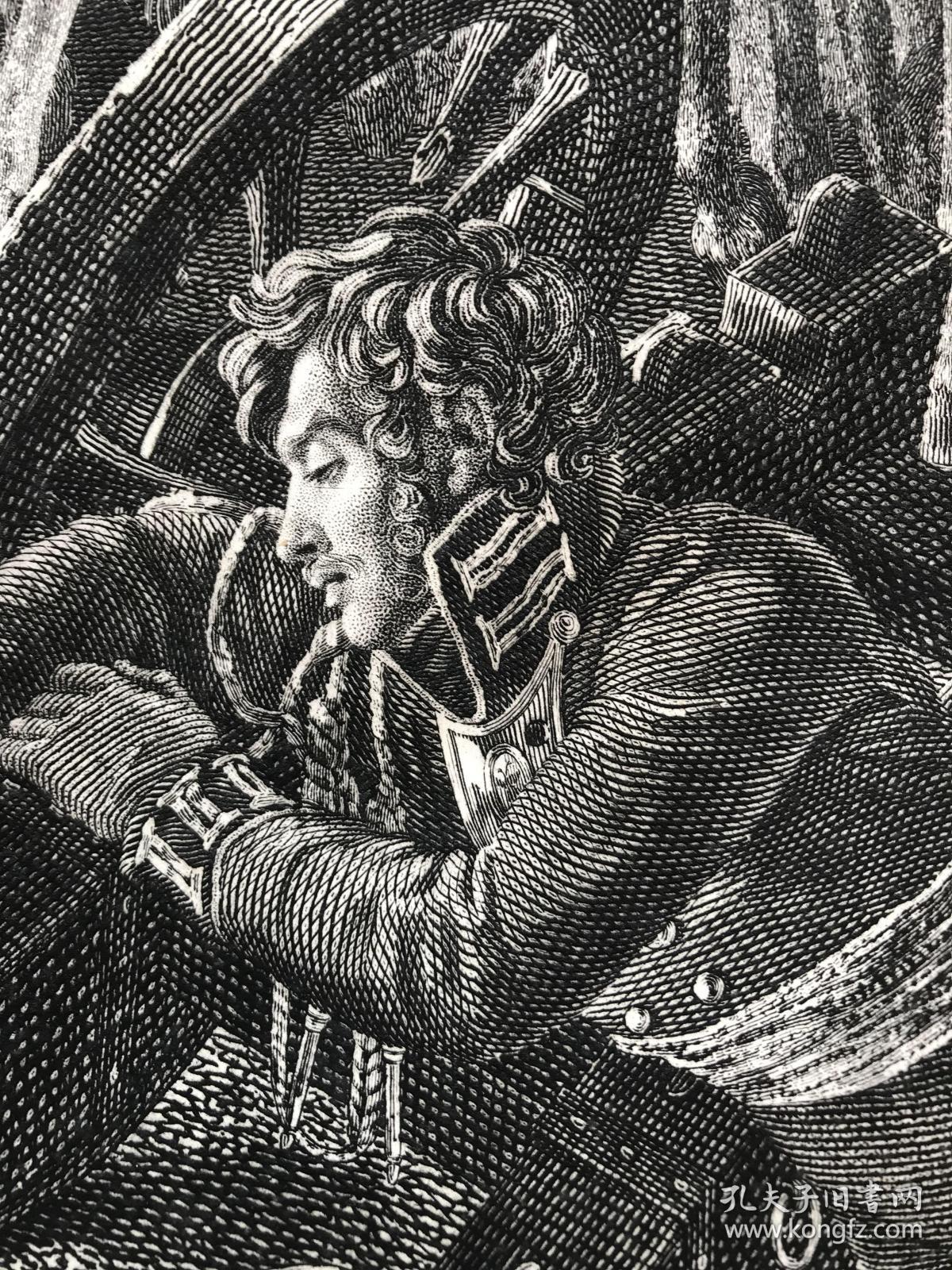 大英博物馆藏画1813年巨幅铜版画奥斯特里茨战役三皇之战法国新古典