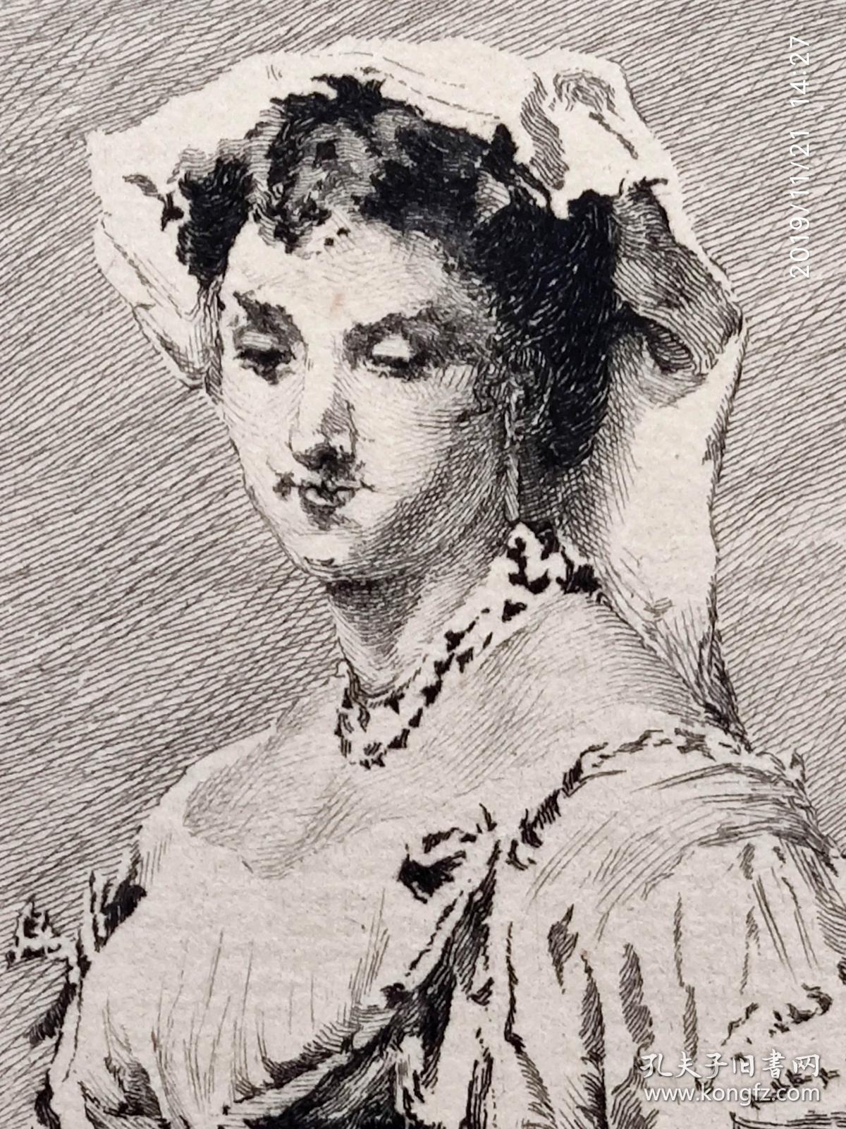 作品 版画家:eugène andré champollion 雕刻 法国arches版画专用