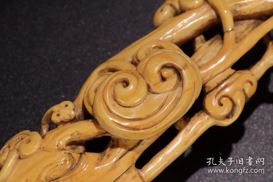 清代百年老牙灵芝如意摆件