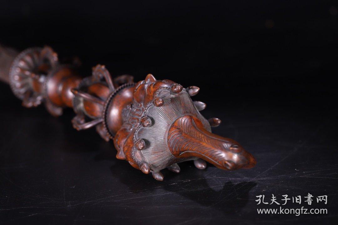 尺寸:高51**7马头明王纹身手稿宫廷砸橛疗法清代黄杨木马头金刚橛明王