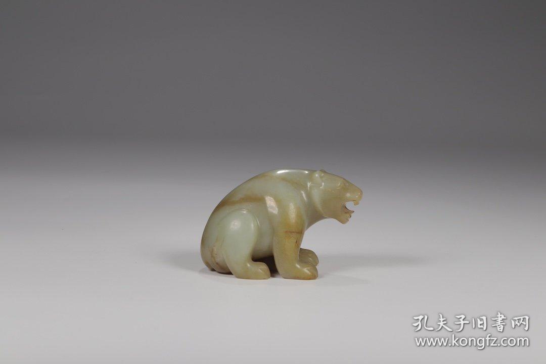 明代,和田白玉熊把件