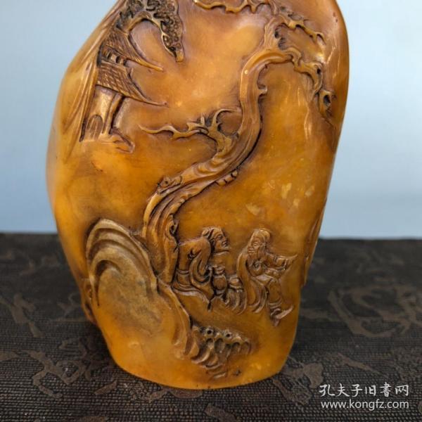 珍藏篆刻家巨来刻寿山田黄冻石薄意随形印章