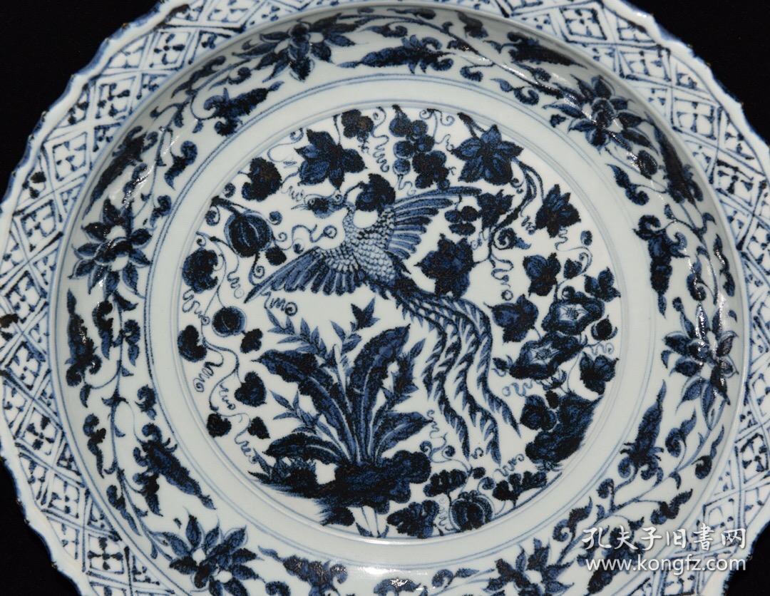 元代青花凤纹盘