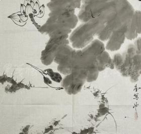 李燕弟子、著名书画家 刘序 水墨画作品“墨荷图”一幅（纸本软片，约4.2平尺）HXTX113513