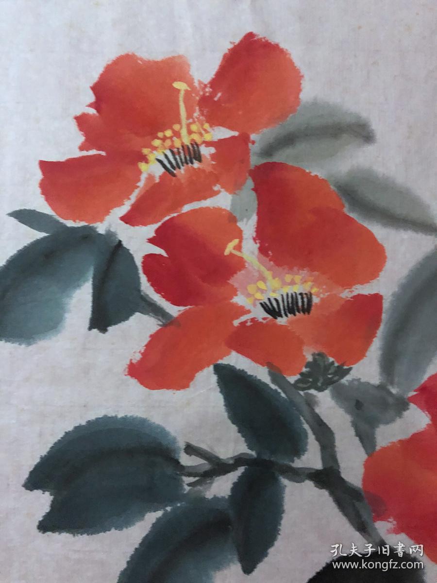 书画原作3226,无款花鸟画,山茶花