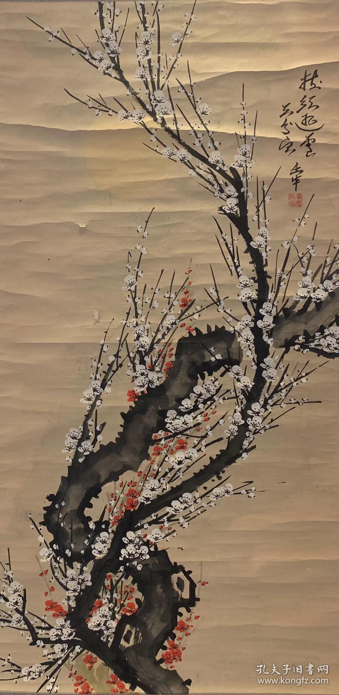 日本回流清代老字画寒梅傲骨纸本手绘浮世绘挂轴真迹收藏茶室书画
