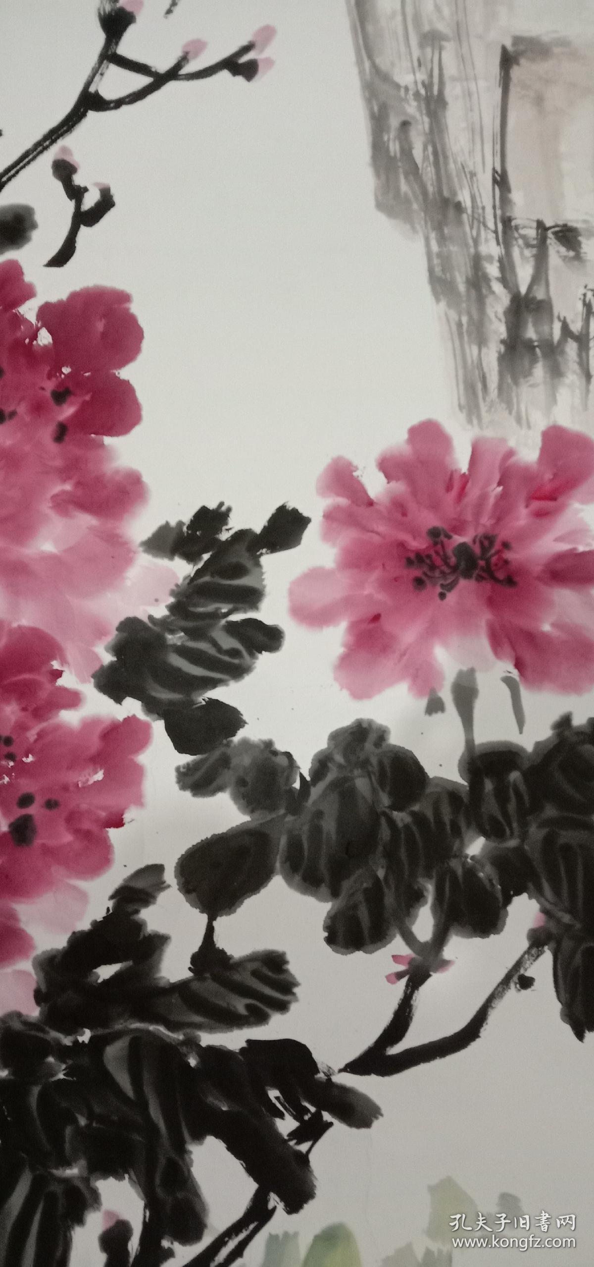 著名写意花鸟画家郑正作品竖幅四尺整张真迹