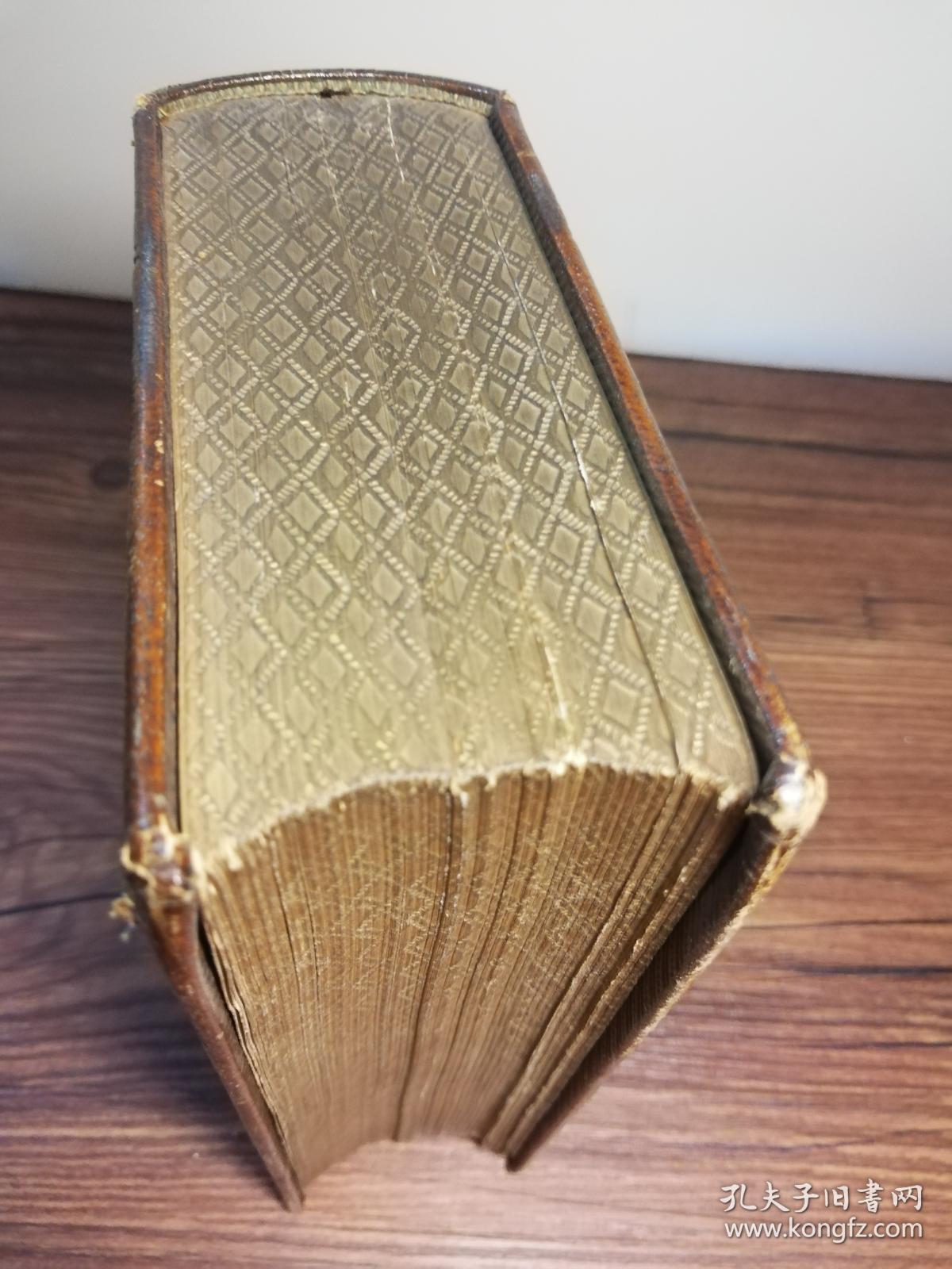 wadsworth longfellow 摩洛哥羊皮全皮装帧 凹凸封面 三书口金色压纹