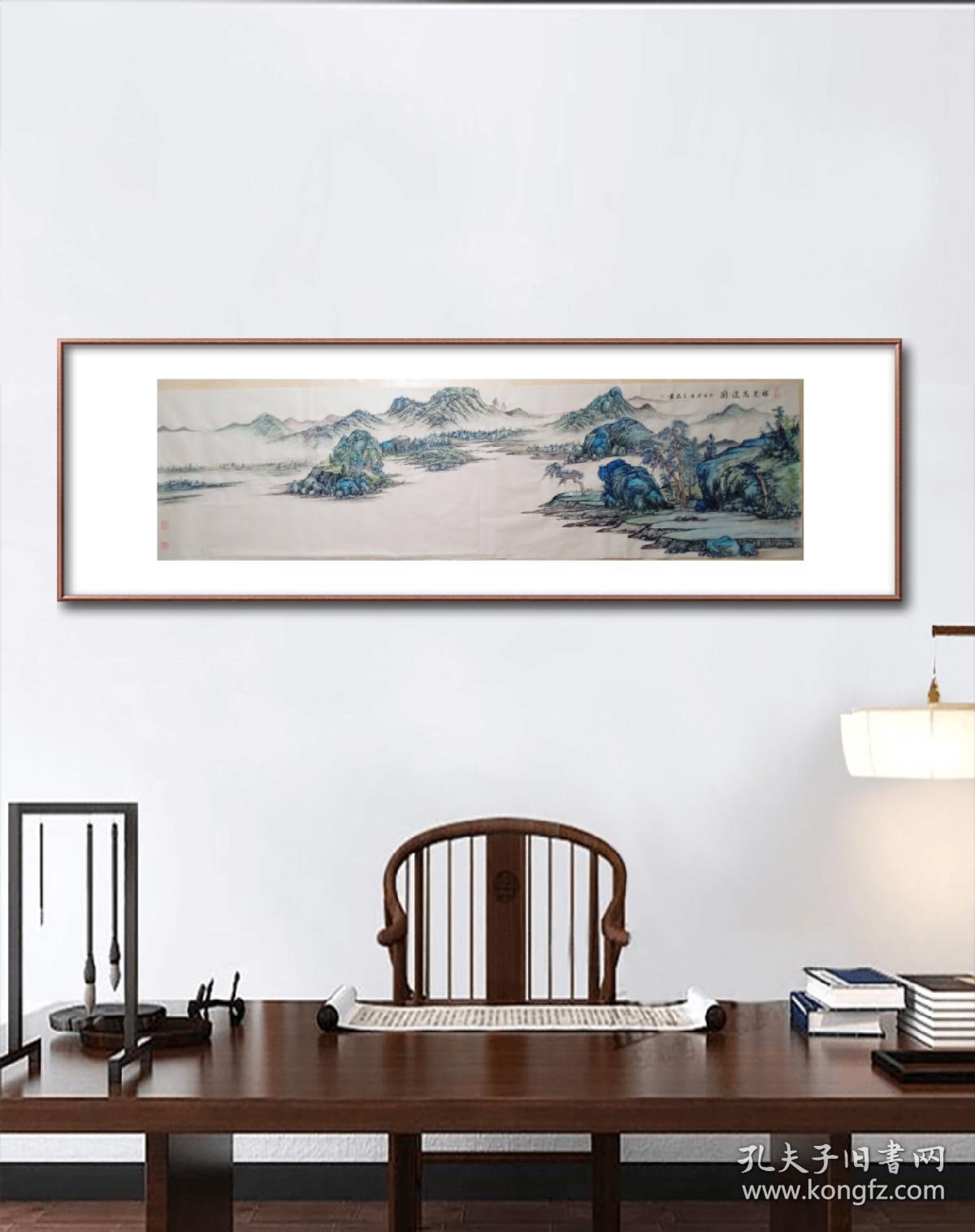 林泉高逸图六尺屏山水画