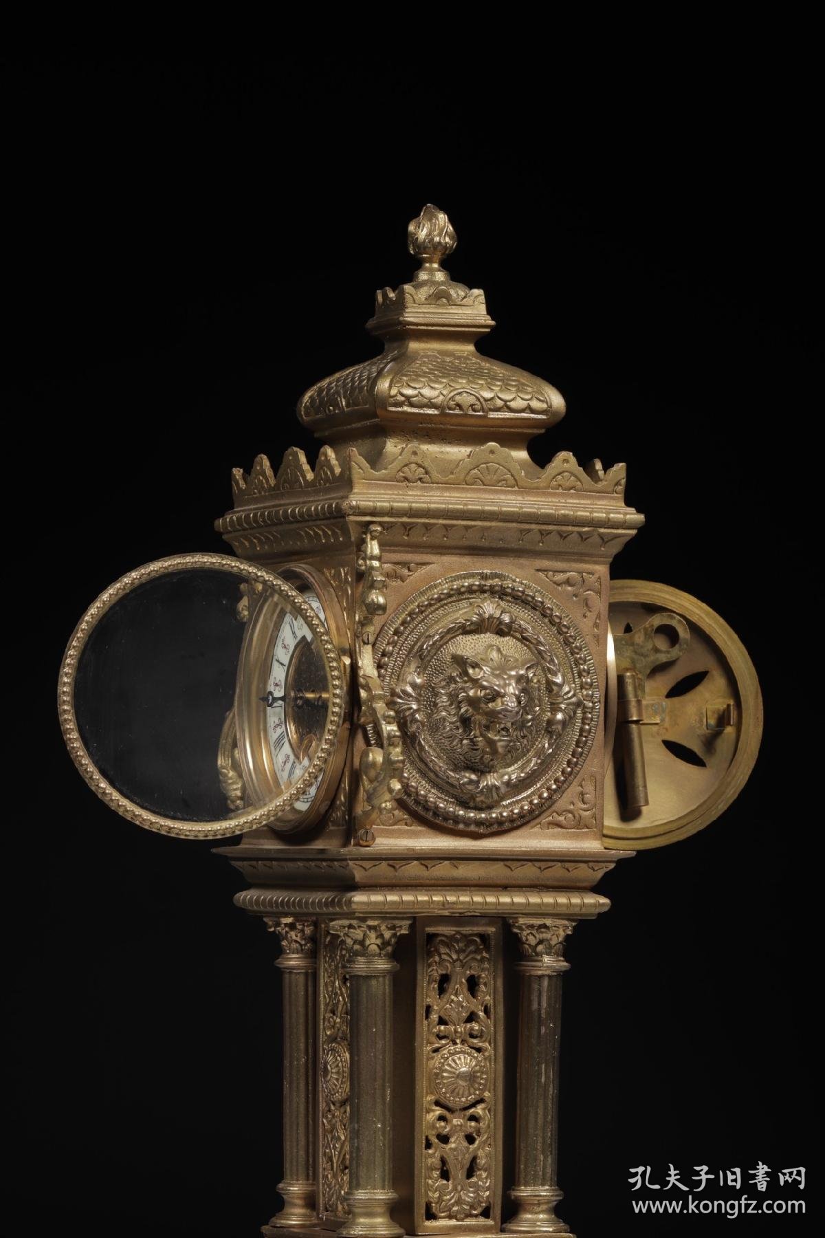 n1952 民国,铜鎏金西洋座钟尺寸:17.5x17.