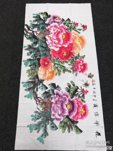 著名画家,广西美协会员张福生老师八平尺牡丹画《花开富贵》