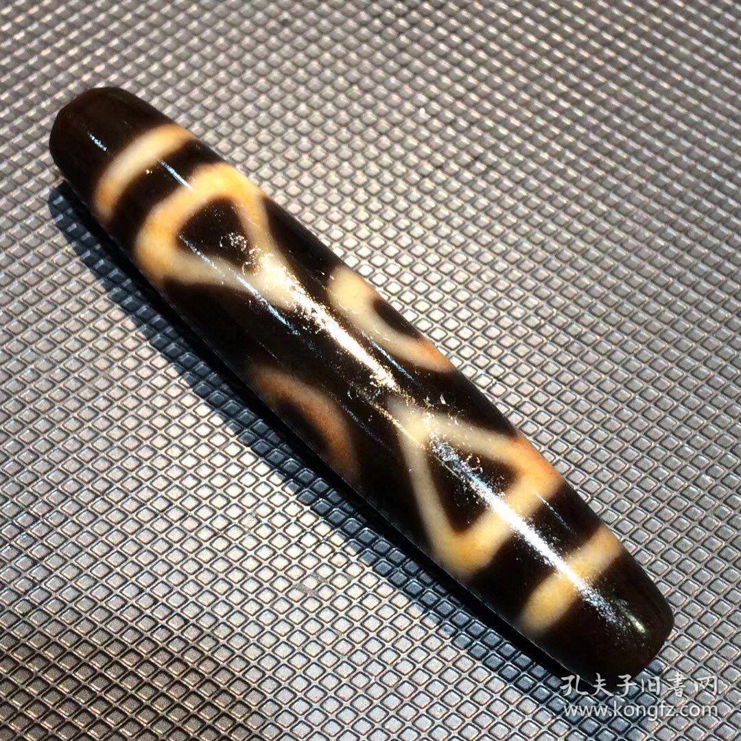 明清时期朱砂金刚三眼老天珠一颗12x6cm